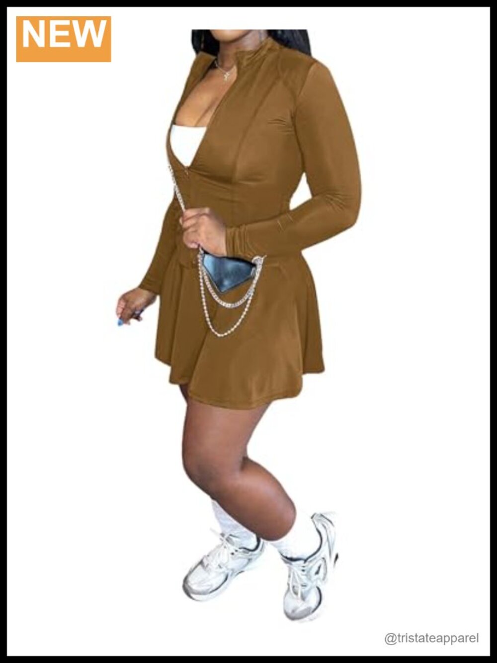 Two Piece Tennis Skirt Set Long Sleeve Top Pleated Skirt with Shorts